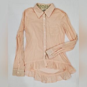 Elegant Peach Button Down Shirt Size S